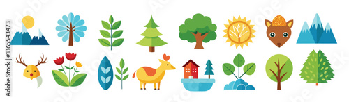 nature icon set collection illustration