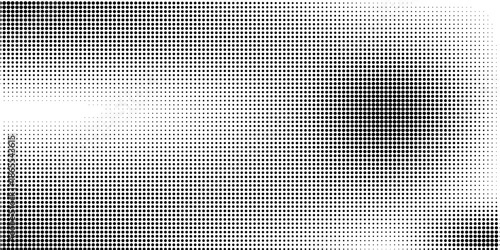 Hexagon halftone gradient texture. Abstract black and white spotted grunge background. Geometric retro tech wallpaper. Fading wavy hexagonal pattern backdrop. Vector vanishing honeycomb grunge overlay