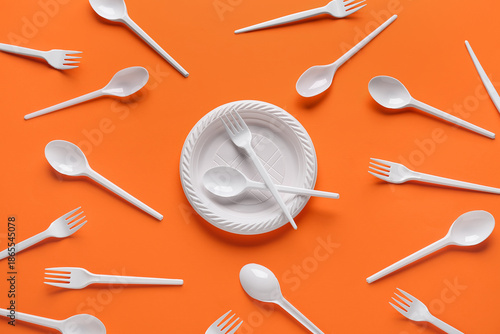 Plastic plate with cutlery ...