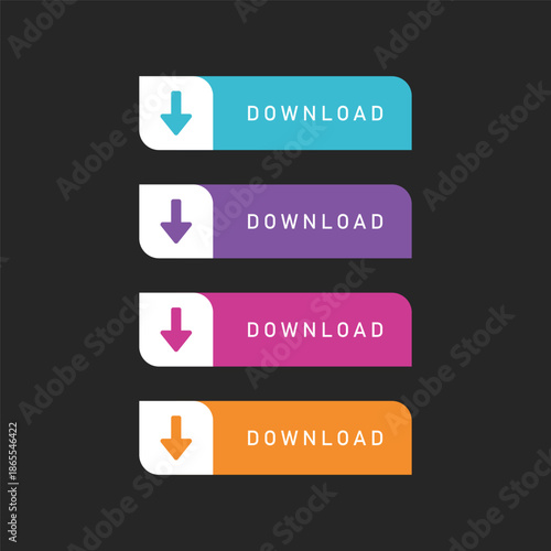 Rounded Download Button Set with Arrow Icons for Web Interface
