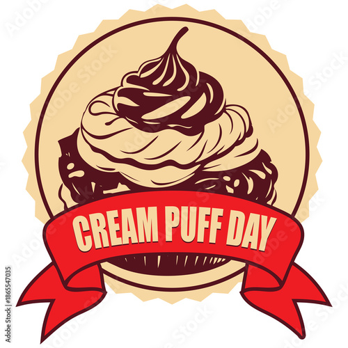 Cream Puff Day round sticker