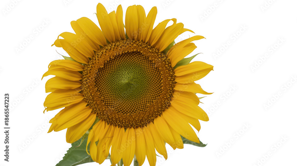 Fototapeta premium Close-up of a sunflower on black yellow petals isolated on a transparent background