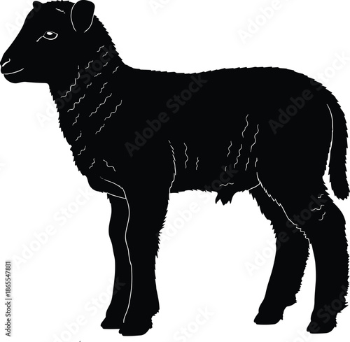 Sheep silhouette farm livestock animal profile black wool vector illustration isolated white background rural agriculture nature design concept