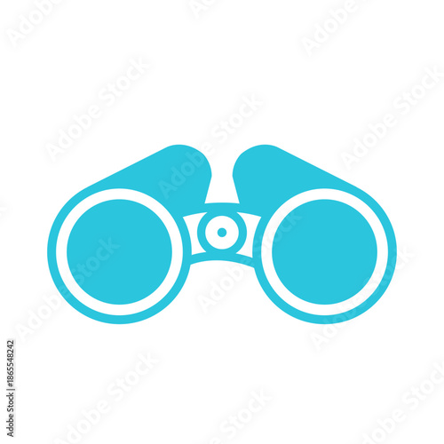 Binocular icon, Isolated on white. Blue icon