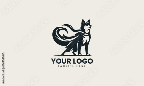 Brave superhero dog character wears blue suit and red cape powerful and heroic