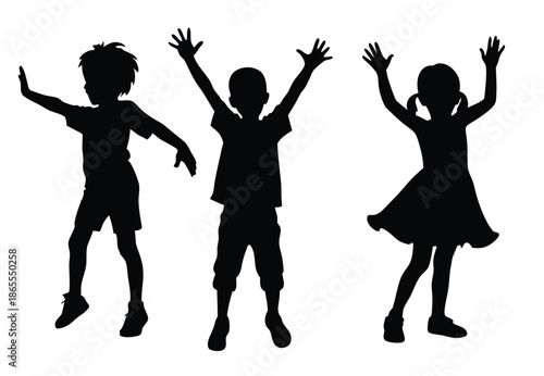 dancing children silhouette for vibrant background designs