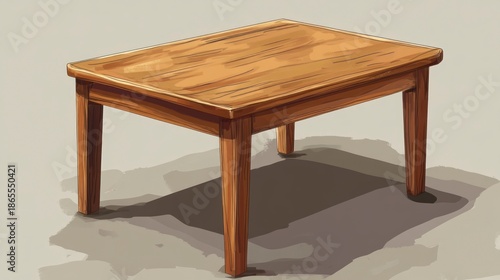 Wooden table illustration isolated on white background for design elements