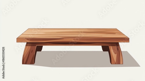 Wooden table on white background minimalist furniture design illustration