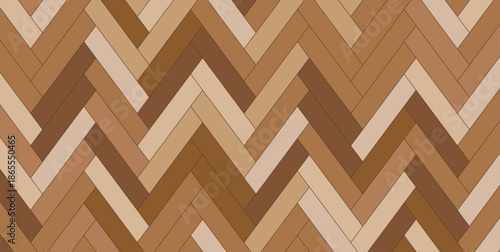 Vector herringbone pattern with natural wood parquet. Seamless wooden floor texture in warm brown tones. Ideal for backgrounds, interiors, or architectural design.