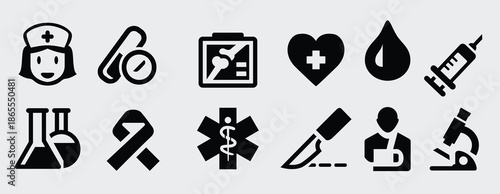 hospital instruments icon vectors