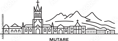 Mutare zimbabwe city skyline with world famous landmarks detailed silhouette linear