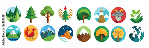 nature icon set collection illustration