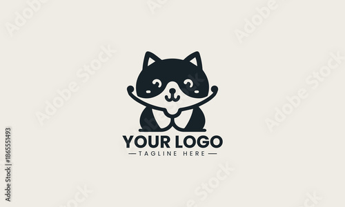 Cute cat doctor character logo represents veterinary clinic services friendly and professional