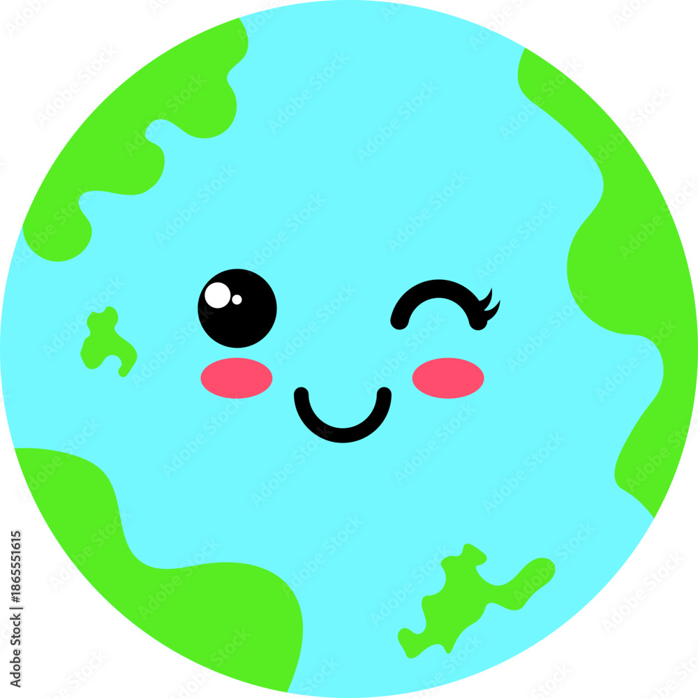 Fototapeta premium Cute Earth Character Illustration