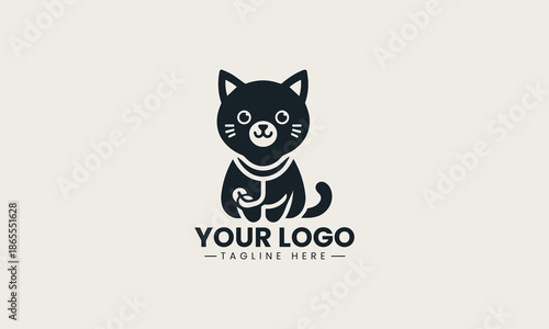 Cute cat doctor character logo represents veterinary clinic services friendly and professional