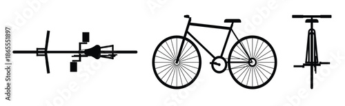 Bicycle Set Silhouette Side Top Front Views