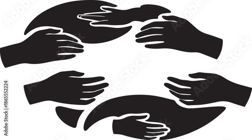 Hands forming a circle of support and unity together