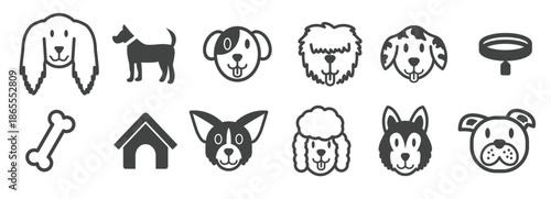 dog icons vector set