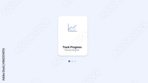 Minimal flat illustration of a mobile app screen showing track progress with a line chart icon. Suitable for progress monitoring, performance tracking, analytics dashboards, and modern UI or UX design