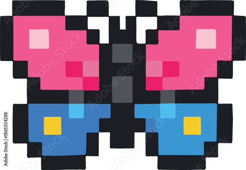 buterfly with pixel art, eps 10 illustration