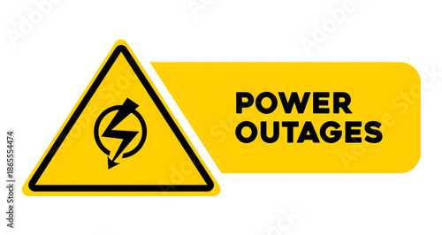 Power Outage Warning Sign with Lightning Symbol Yellow Caution Icon
