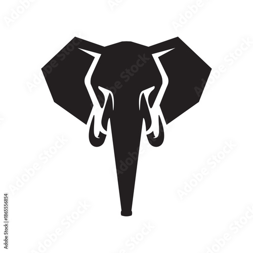 Elephant head vector logo design. Creative linear animal gold logotype