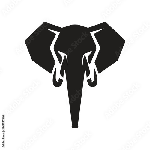 Elephant head vector logo design. Creative linear animal gold logotype