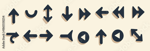 collection of various black arrows and icons on a light 