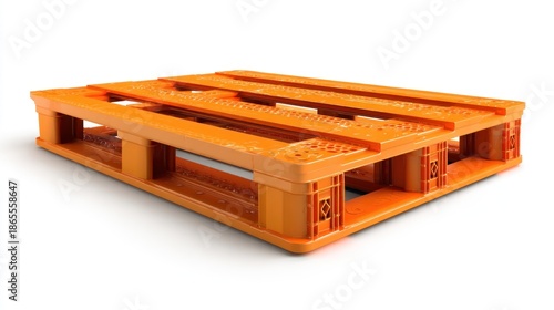 Wallpaper Mural A bright orange, empty, plastic pallet is shown against a white background. It has a rectangular shape with slats and supports visible Torontodigital.ca