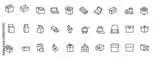 Elegantly Crafted Gift Box & Packaging Icon Set: Perfect for Celebrating Special Occasions, Events, and Holidays with High-Quality Icons that Enhance Branding, Digital Designs, and Print Media"