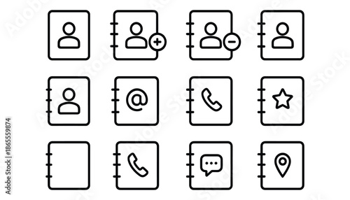 Address book outline user phone call contact notebook icon vector flat design element