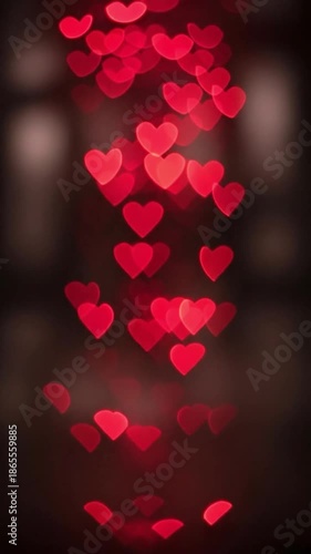 Red Heart Bokeh Background for Romantic Celebrations and Valentine’s Day Decorations