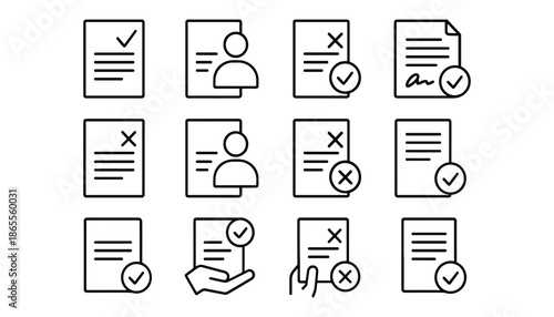 Document approve decline paper contract checkmark page accept reject agreement