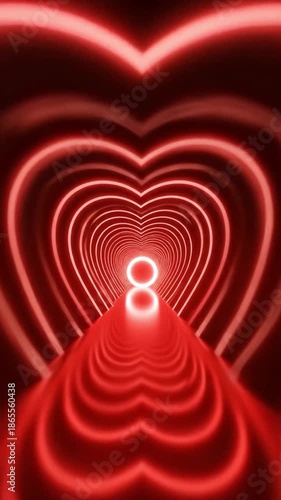 Visually Striking Red Heart Tunnel Displaying Love and Romance for Valentine's Day Decor