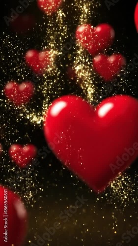 Valentine's Day Heart Decorations with Sparkle and Glitter for Romantic Occasions