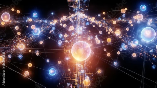 Wallpaper Mural Abstract Science Visualization of Energy Particles in Motion - Digital Art Creation - Cosmic Environment Torontodigital.ca