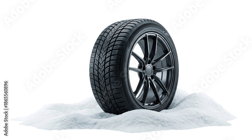 Tire on snow showcases its winter purpose, AI, PNG © Atlas