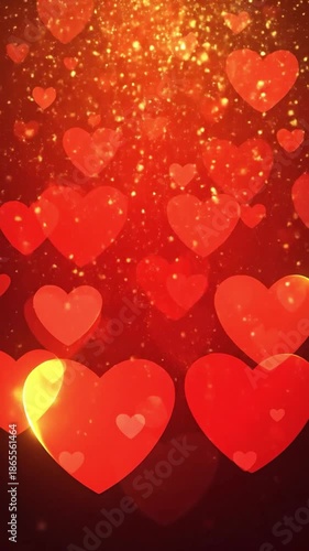 Romantic Red Hearts Background with Sparkles for Valentine's Day Celebrations and Love-Themed Decor