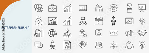 entrepreneurship line icons set, minimal vector illustration design