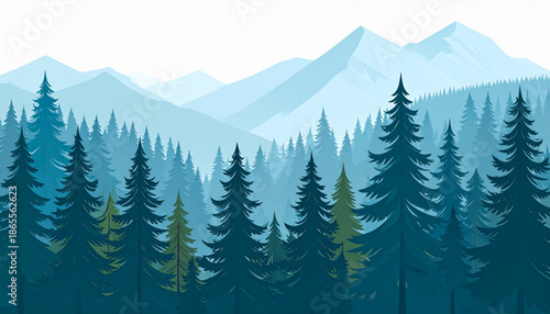 Serene Pine Forest Mountains