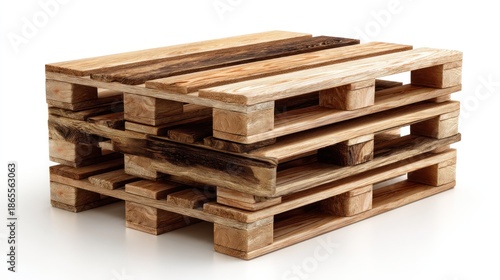 Wallpaper Mural Stacked wooden pallets showing wood grain and patterns, centered on a plain white background in bright light Torontodigital.ca