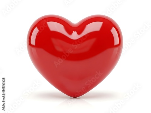 Shiny red 3d heart symbol isolated on white background