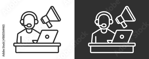 Marketing Agency Icon Set Vector Collection Isolated In Black And White