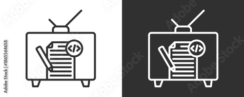 Script Icon Set Vector Collection Isolated In Black And White