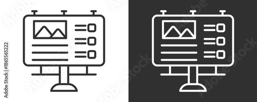 Billboard Icon Set Vector Collection Isolated In Black And White