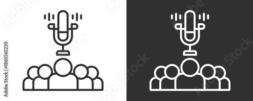 Broadcaster Icon Set Vector Collection Isolated In Black And White