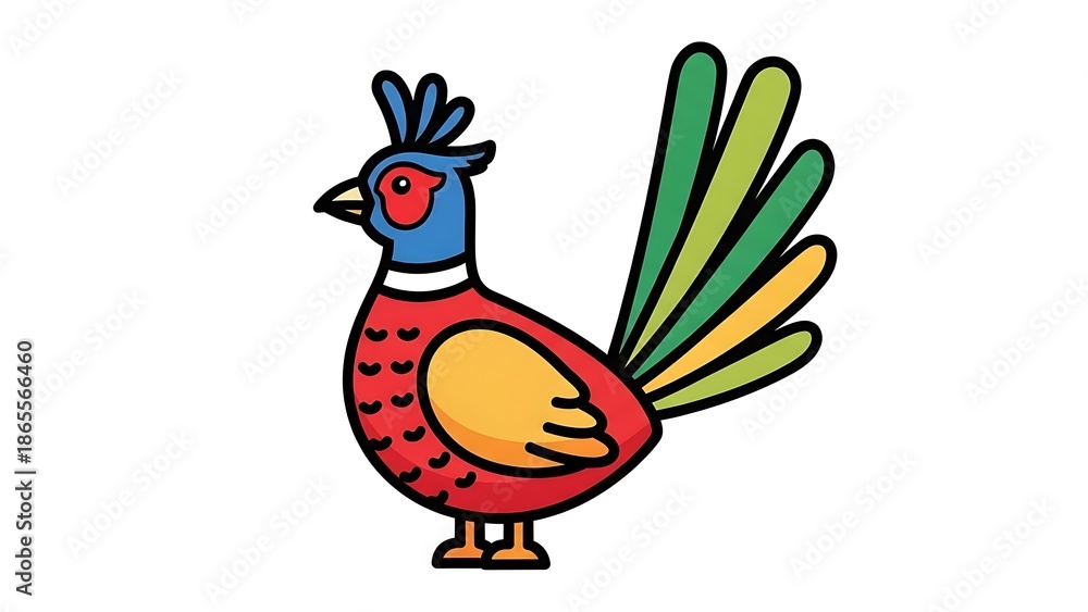 Fototapeta premium Colorful Cartoon Peacock Illustration Design Element.