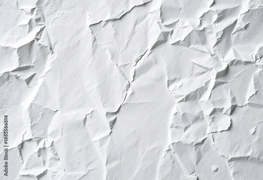 Fototapeta premium Close-up of crumpled, aged white paper texture, document, texture