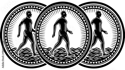 Vintage grunge style vector illustration of a lion head symbol with stamp and antique emblem design suitable for icon, label, and travel themed artwork