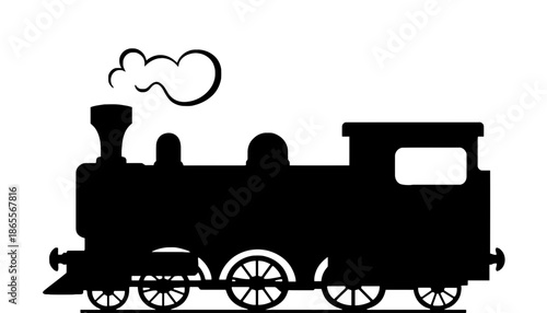 Vintage steam train in motion with smoke
